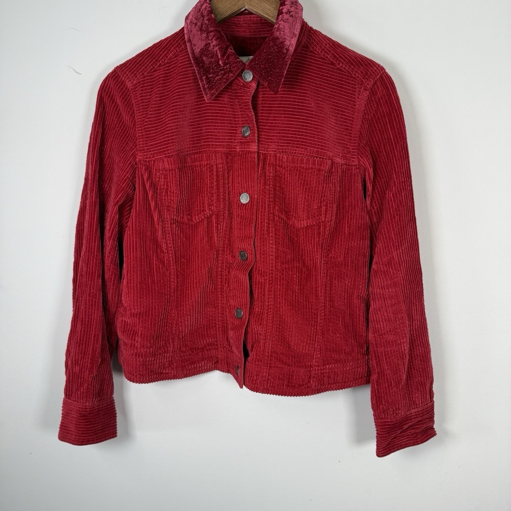 J. Jill Jacket Red Velour Collar Small Petite Casual